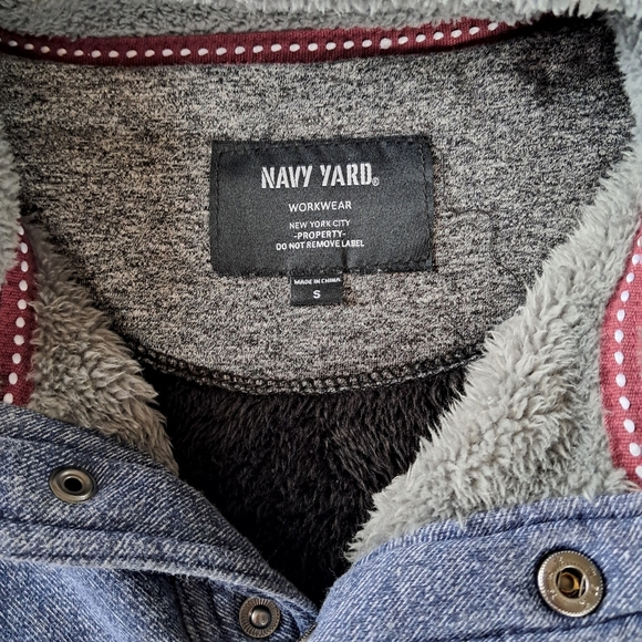 Navy Yard Workwear Sherpa Lined Pullover Quarter Snap Size Small Navy/Grey - Picture 6 of 9